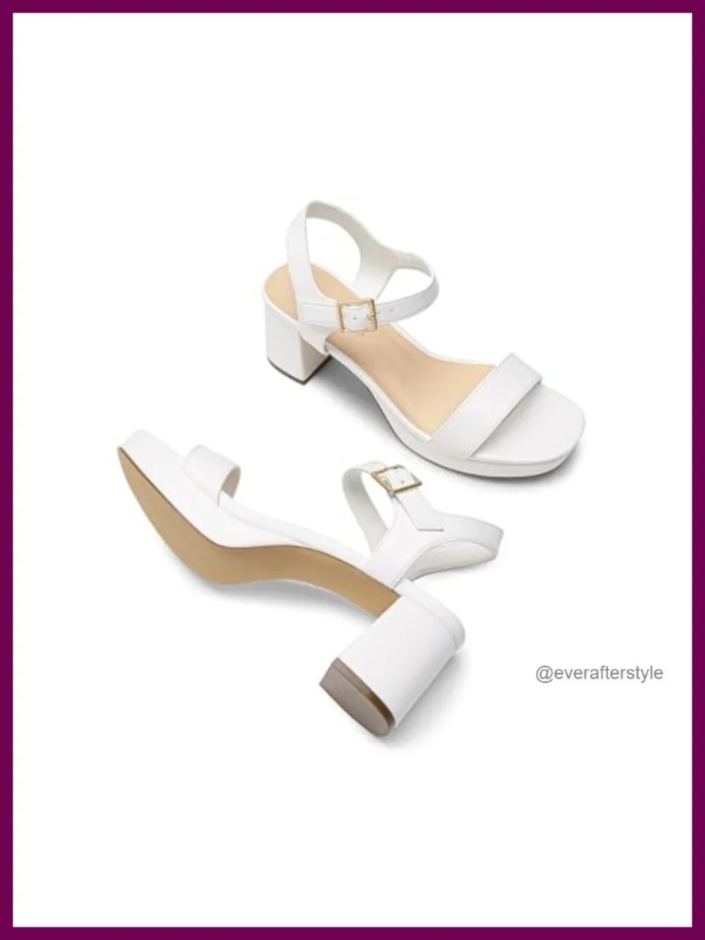 Chunky Block Platform Heeled Sandals Open Toe Ankle Strap Faux Leather Party